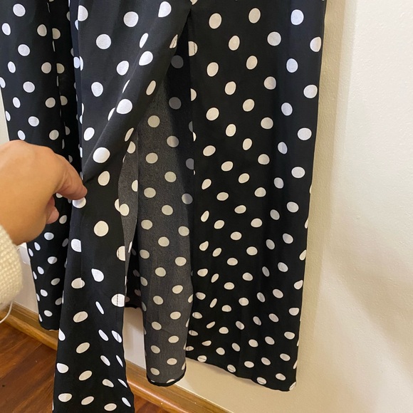 Black Polka Dot Off-Shoulder summer maxi Dress  side slits  XL New without tags - Picture 8 of 10